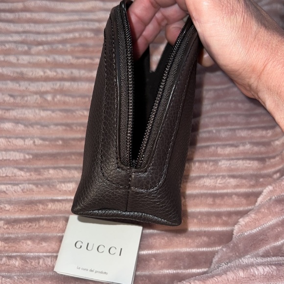 Gucci Web Cosmetic Case Brown Multicolor in Pebbled Calfskin w/black/🎗️ NWOT. - Picture 9 of 13